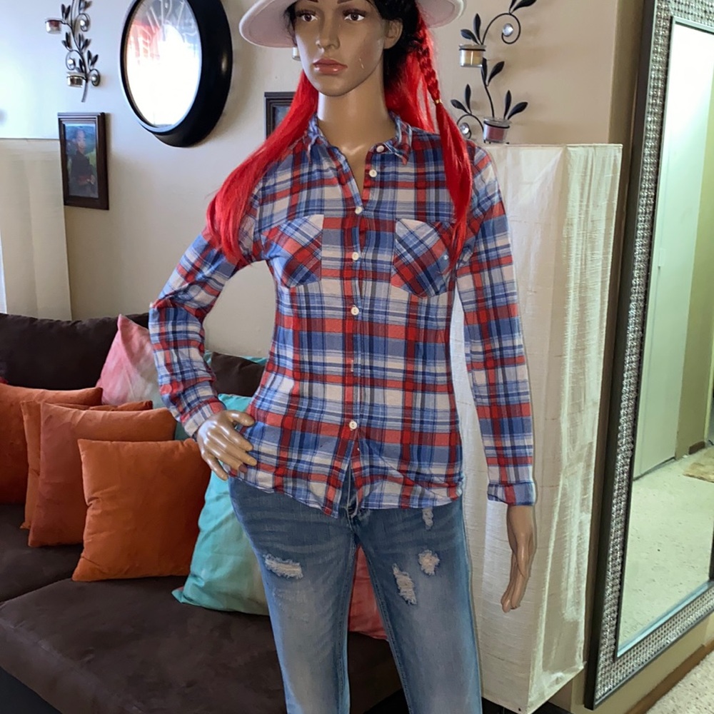Red and Blue flannel shirt